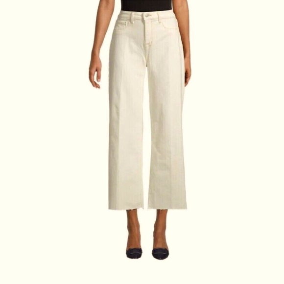NWOT L’AGENCE Danica Wide Leg High Rise crop Jeans Macadamia - Picture 1 of 12